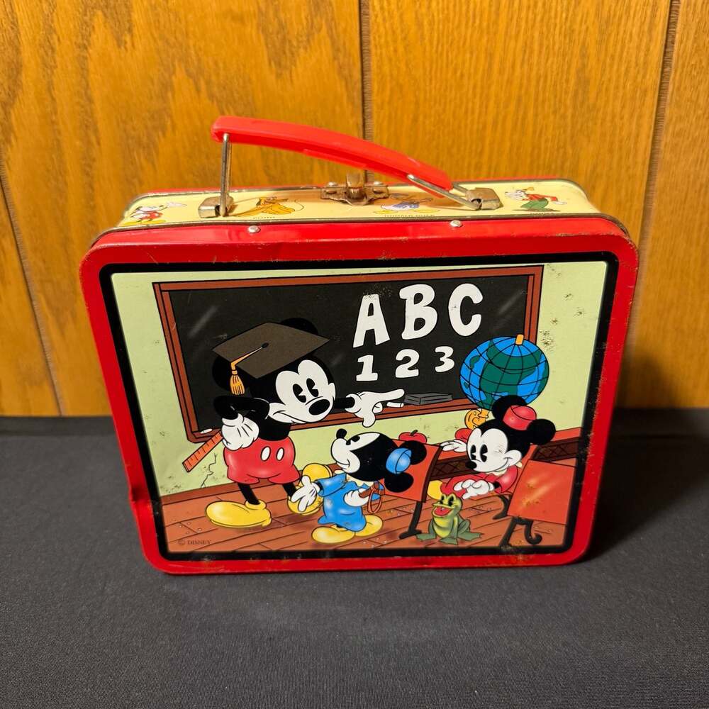 Vintage 1997 Disney Mickey Mouse School Days Metal Lunch Box Series #2
